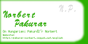 norbert pakurar business card